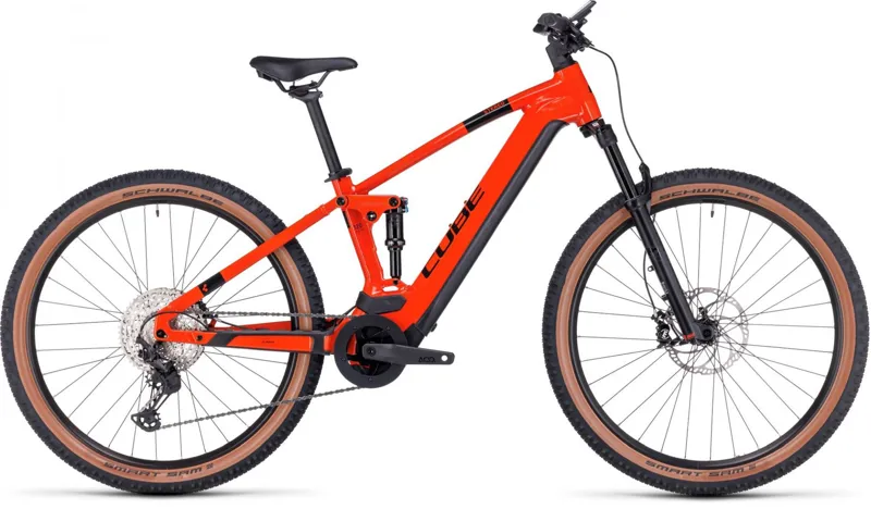 Cube Stereo Hybrid 120 Race 750 eMountain Bike in Spark Orange-1